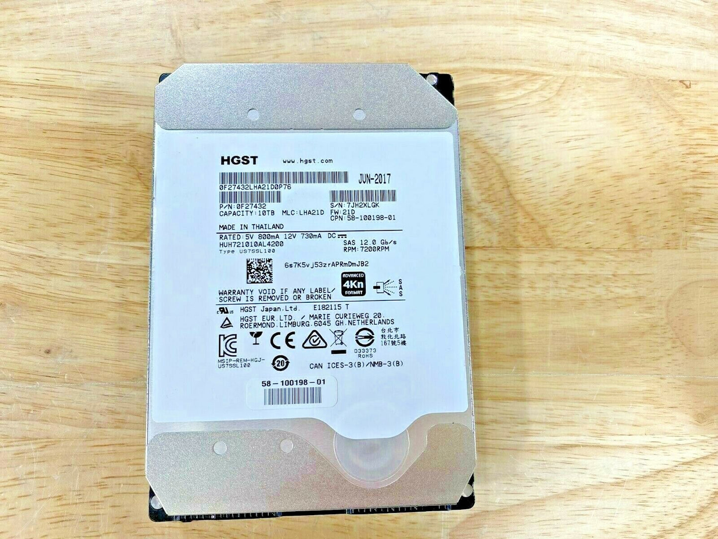 HUH721010AL4200/42C0 HGST Ultrastar He10 10TB 7200RPM SAS 12Gbps 256MB 2018