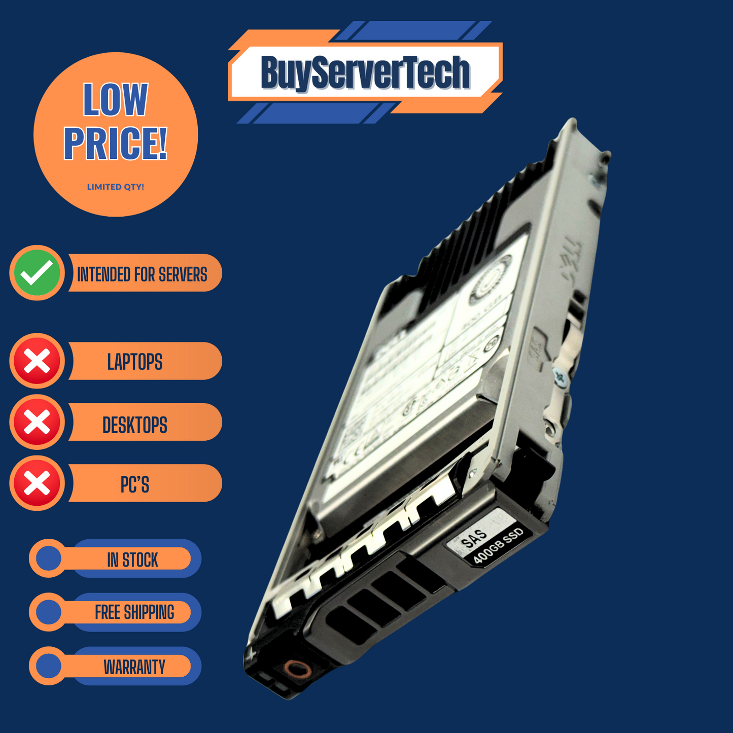 Dell Enterprise GM5R3 400GB 2.5" SAS 12Gbps SSD PX04SMB040 w/Tray 1YR