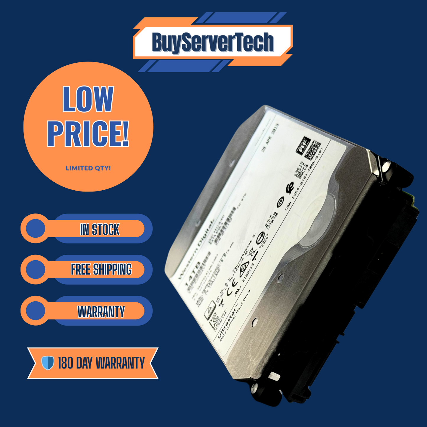 WD WUH721414ALE604 UltraStar DC HC530 14TB 7.2K RPM SATA 6Gb/s 3.5" 0F3115 HDD