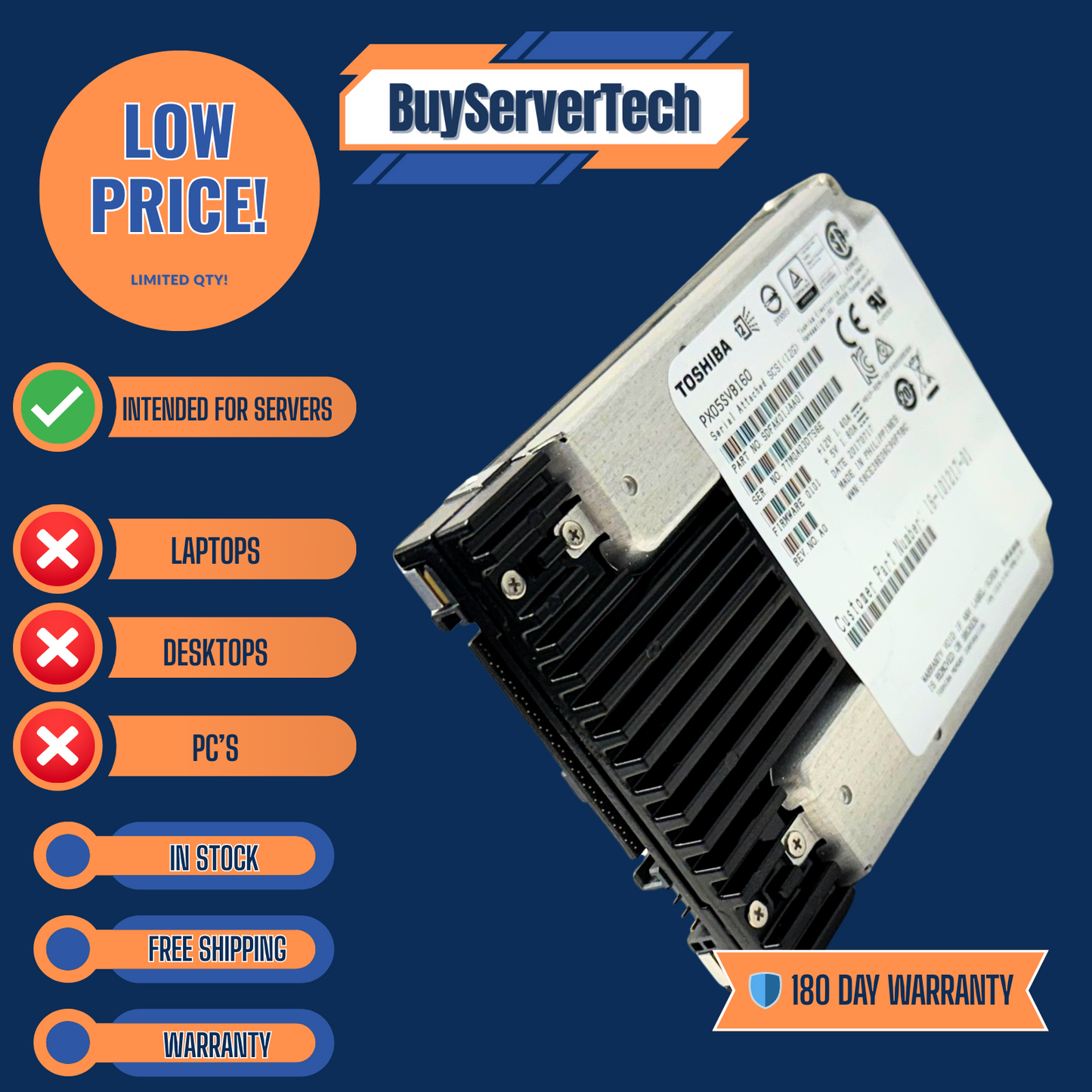 Toshiba PX05SVB160 1.6TB 2.5" SAS 12Gbps SSD UCS-SD16T123X-EP Cisco | 180 day Wa