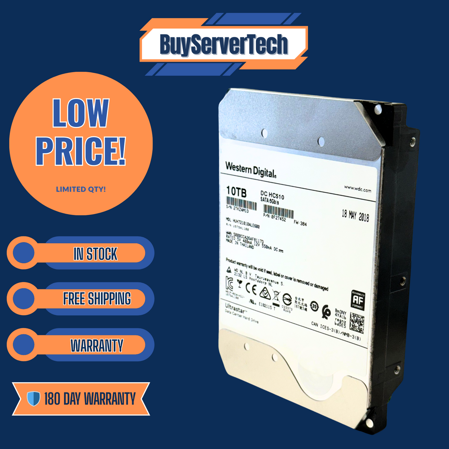 HGST HUH721010ALE600 10TB 7200r SATA 6Gb/s 3.5" 256MB 512e | 0F27452