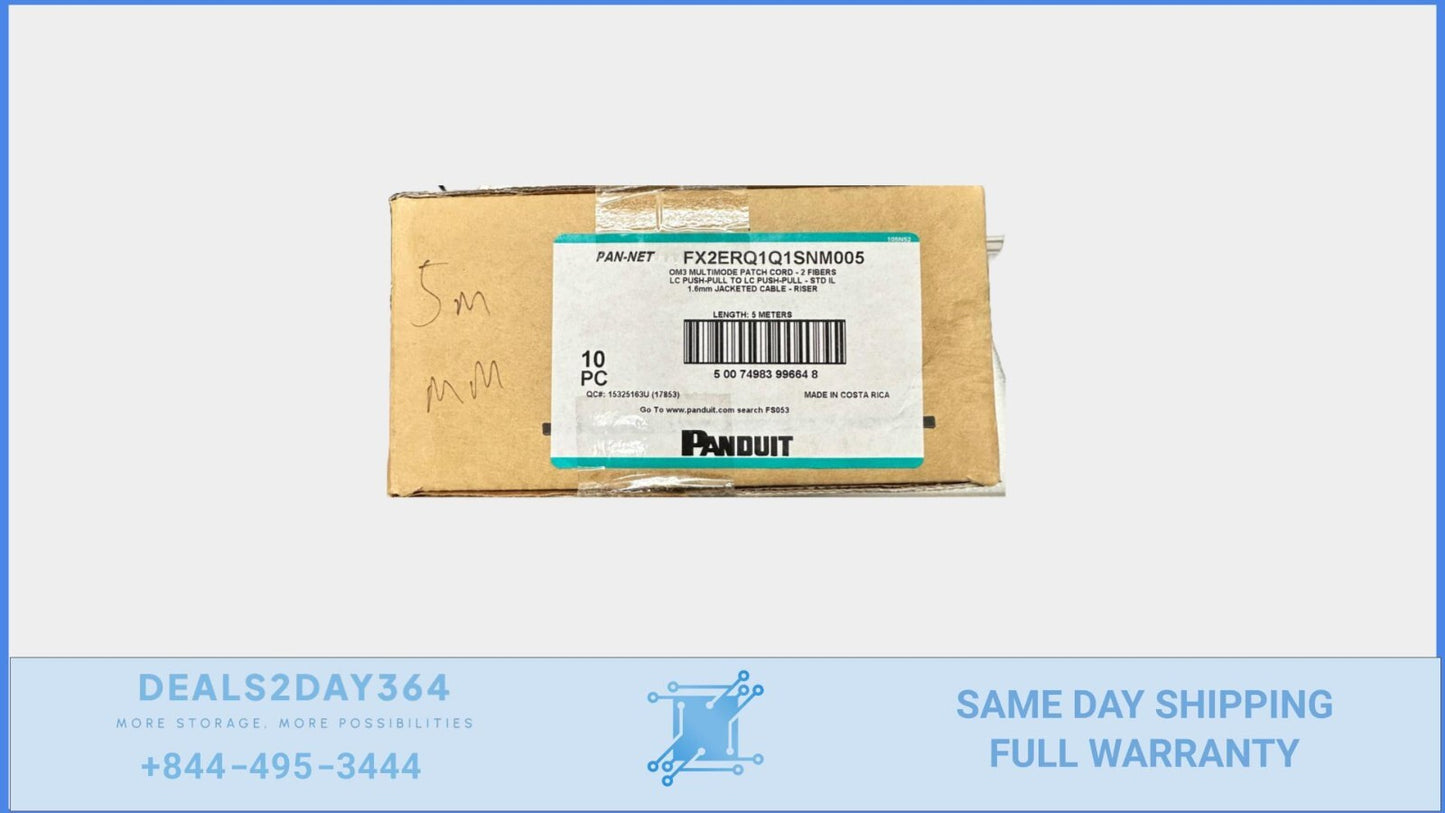 Panduit FX2ERQ1Q1SNM005 Duplex 50um Om3 LC Push-Pull-LC Push-Pull 5 Meter 10P