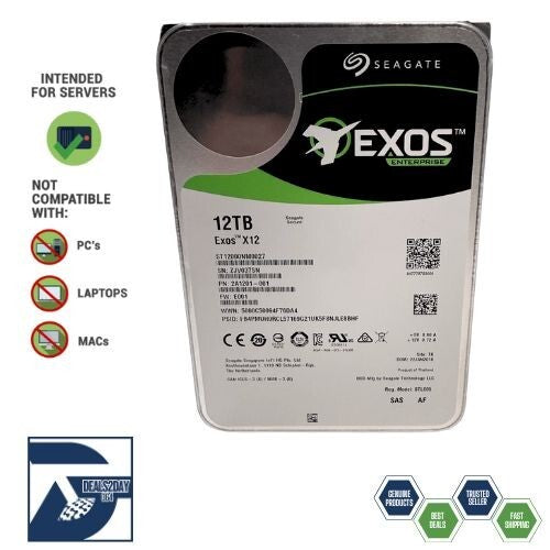 Seagate ST12000NM0027 Exos X12 12TB 12Gb 4KN 7.2K 256MB SAS 3.5" Hard Disk Drive
