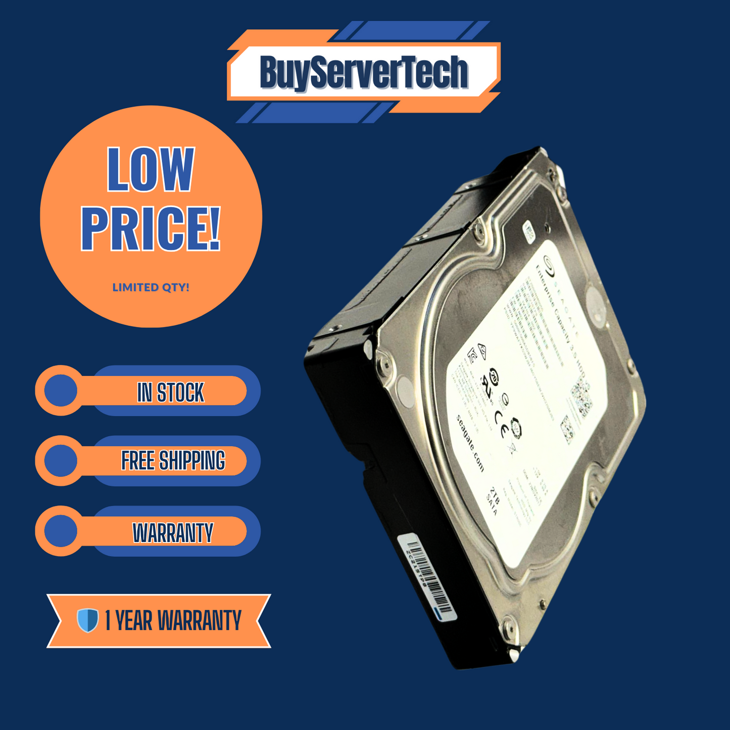 Seagate ST2000NM0055 2TB 7200RPM SATA 6Gb/s 3.5" HDD | Enterprise | 0 Hours
