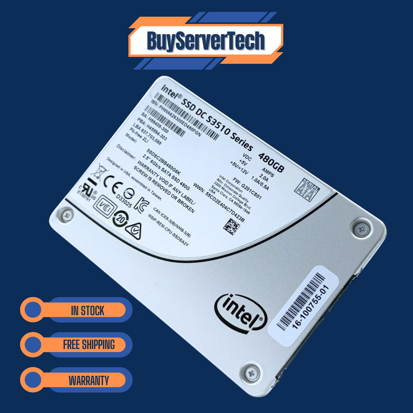 Intel 480GB 2.5" SSD SATA III Solid State Drive SSDSC2BB480G6K – Fast & Reliable