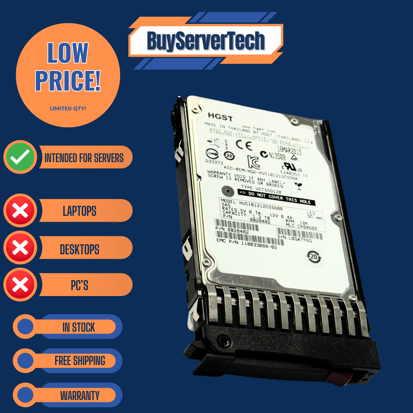 718160-B21 1.2TB 10K SAS 2.5" HDD | Dual Port | 6Gbps | G6 G7 | 718291-001