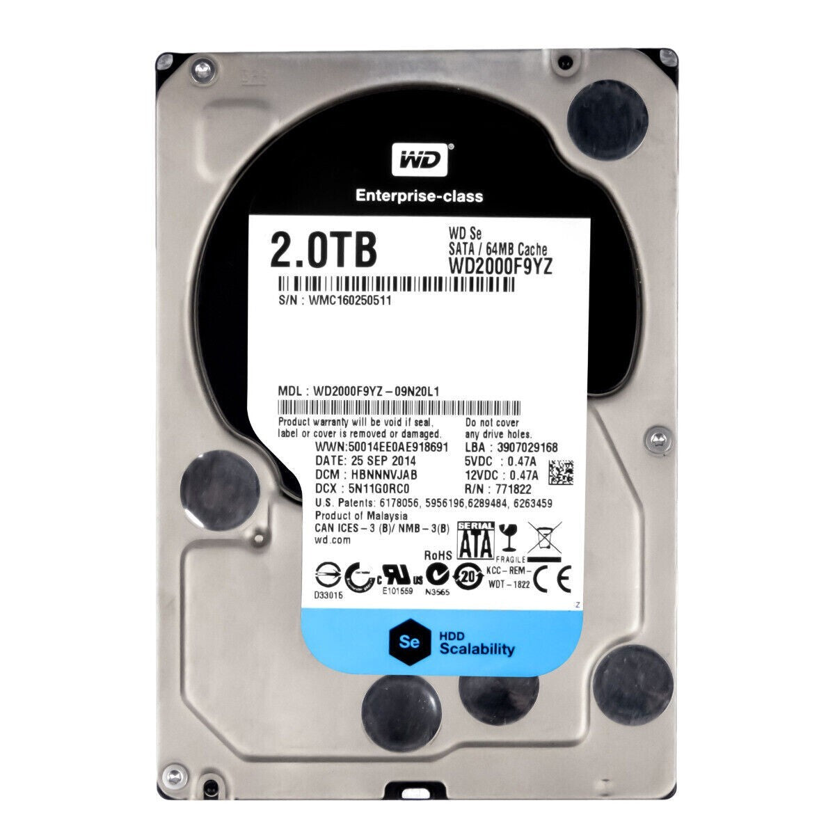 WD Se 2TB Desktop HDD 3.5" SATA 6Gb/s 64MB Cache 7200RPM WD2000F9YZ