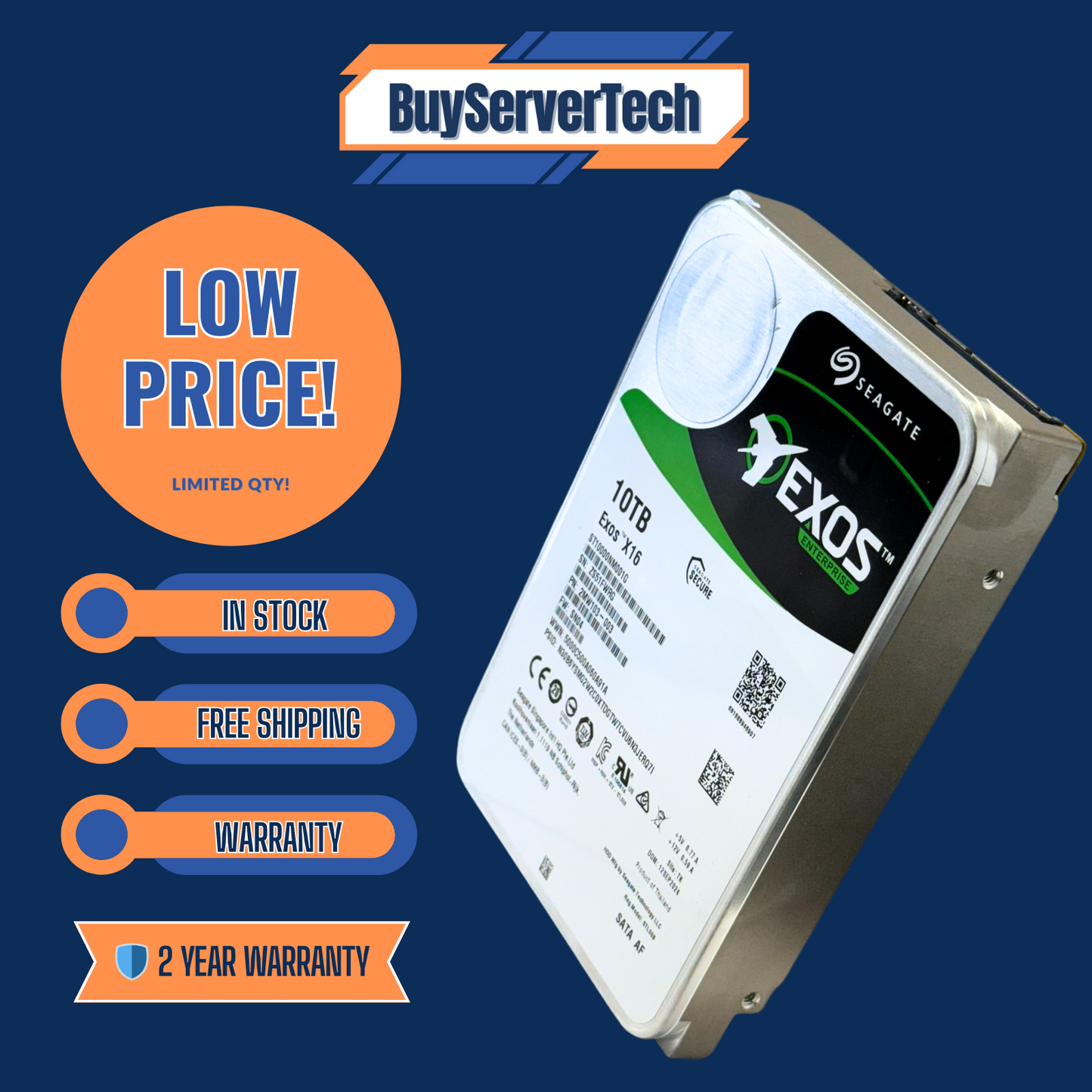 Seagate EXOS ST10000NM001G 10TB 7200RPM 256MB 3.5" SATA HDD + 2 Yr Warranty