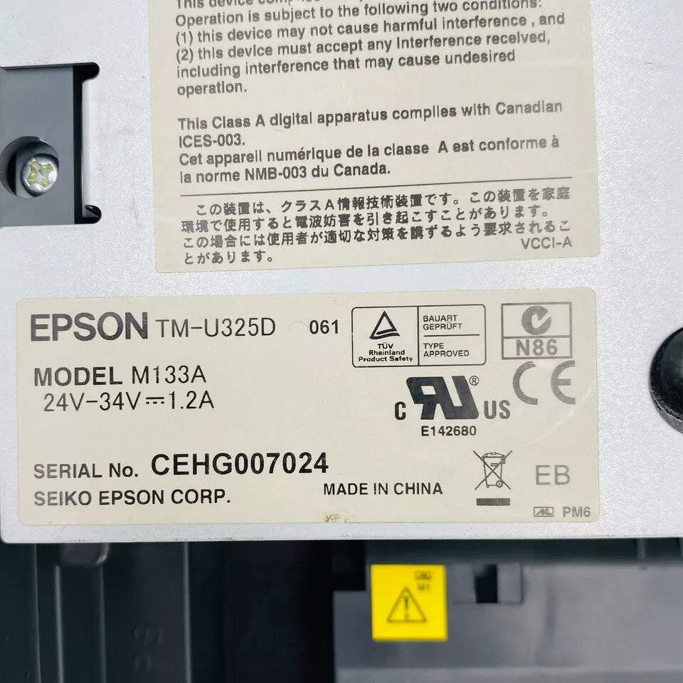 Epson Receipt & Validation Serial Impact Dot Matrix Printer M133A TM-U325D
