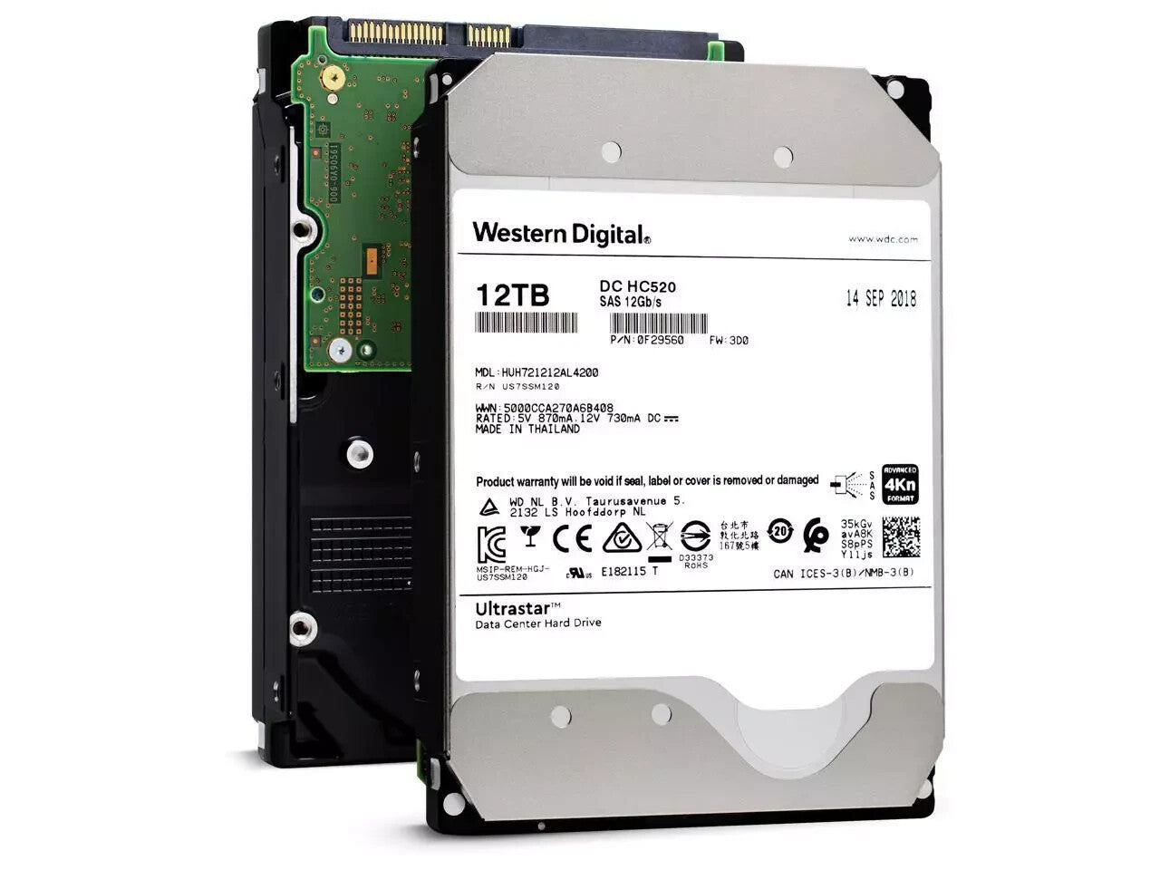 WD HUH721212AL5200 12tb DC Hc520 7200 RPM SAS 6.0gb/s 3.5" Server Drive
