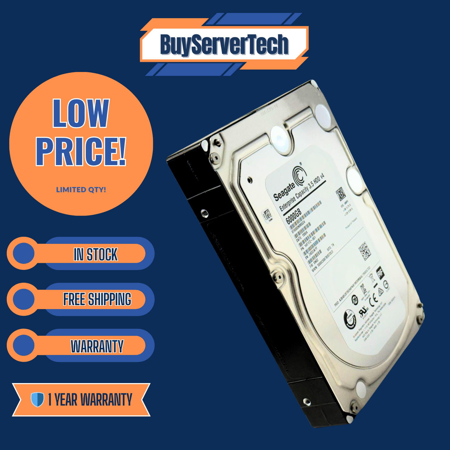 Seagate V4 ST6000NM0024 6TB 7200R SATA 6Gb/s 128MB 512e 3.5" HDD | 0 Hours | 1YR