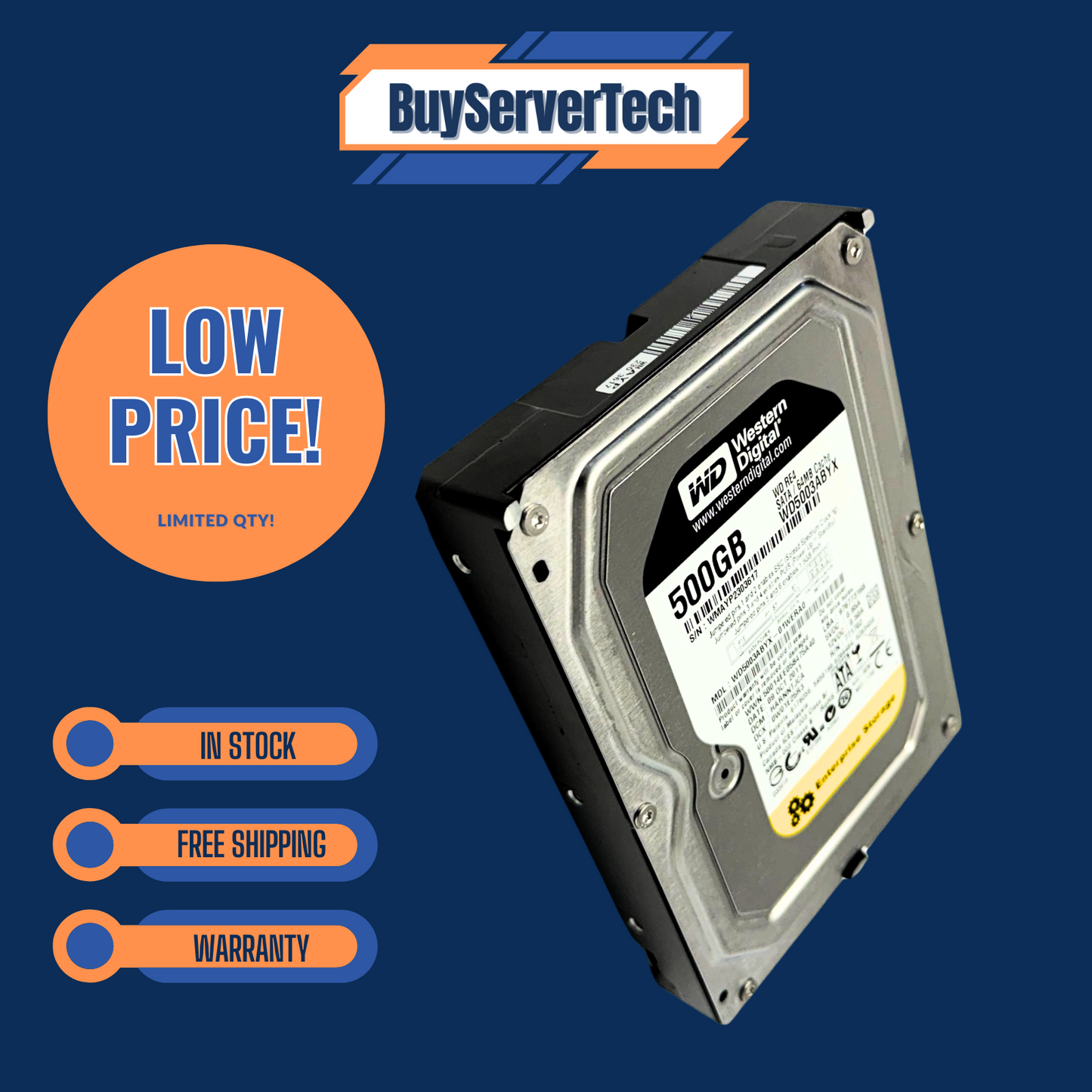 Western Digital RE4 WD5003ABYX 500GB 7.2K 3.5" SATA 3Gb/s HDD | 64MB | 0 Hours
