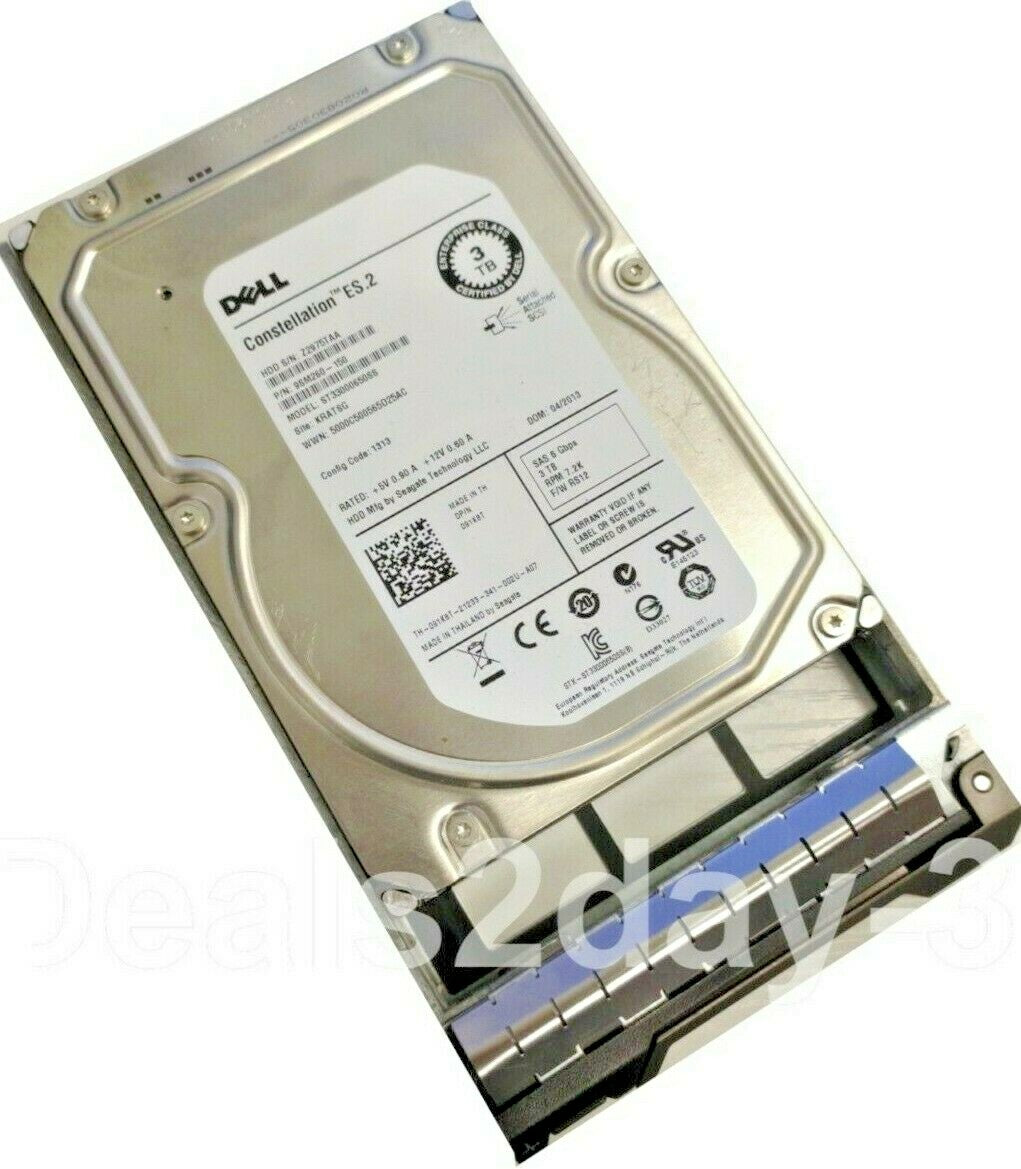 Dell 91K8T 091K8T 3TB 7.2K 6G 3.5in SAS Hard Drive ST33000650SS W/ caddy