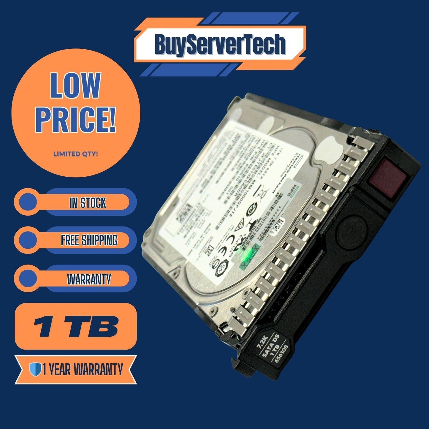 HP 655710-B21 1TB 7200RPM 2.5" SATA 6Gbps HDD | 656108-001 | 0 Hours | 1 Year wr