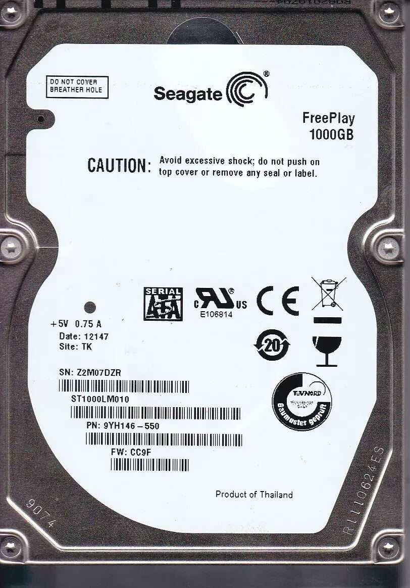 Seagate FreePlay ST1000LM010 1TB 2.5" SATA Hard Disk Drive HDD Zero Hours