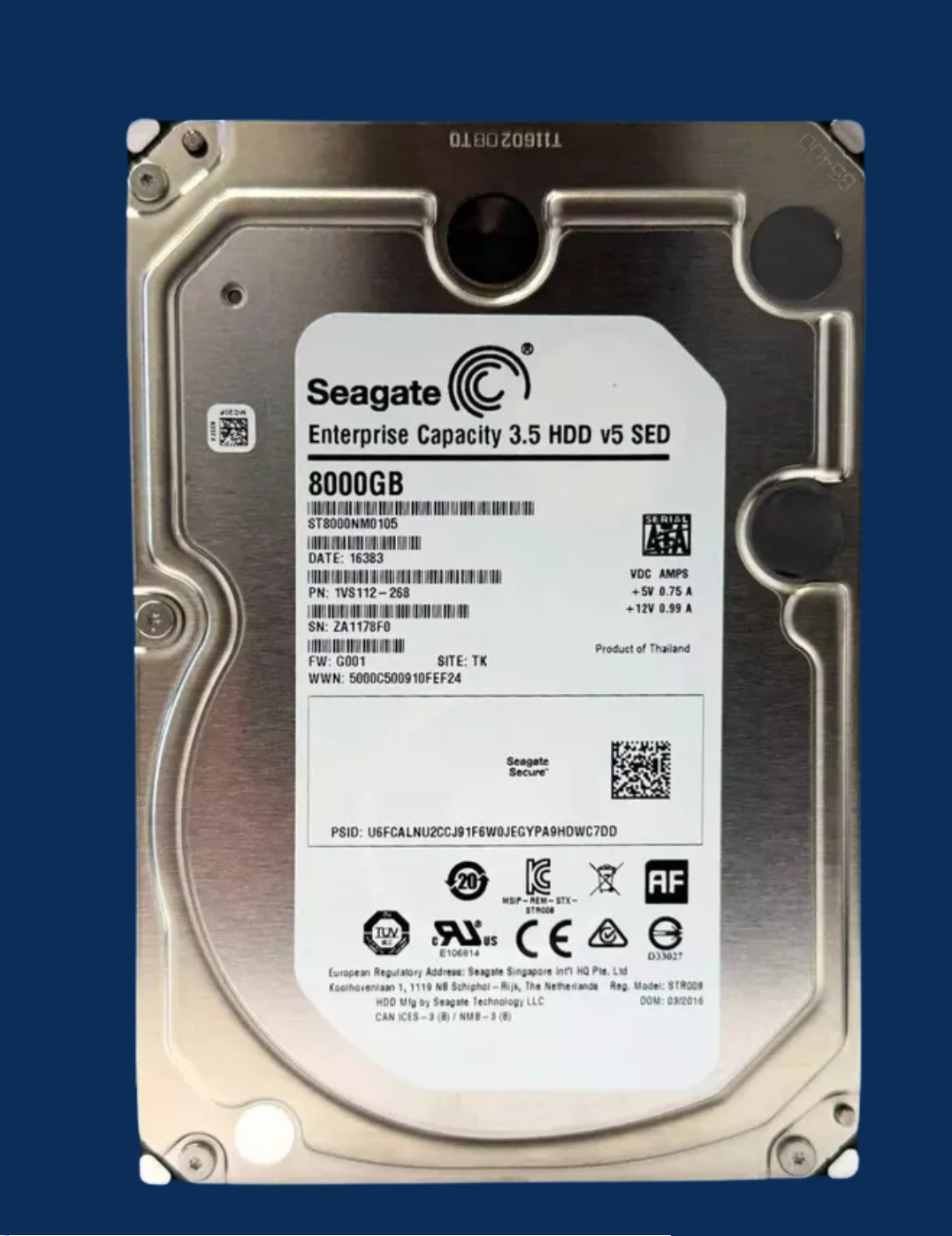 Seagate 8TB 7.2k 256MB SATA 6Gb/s 3.5 512e SED Ent HDD | ST8000NM0105