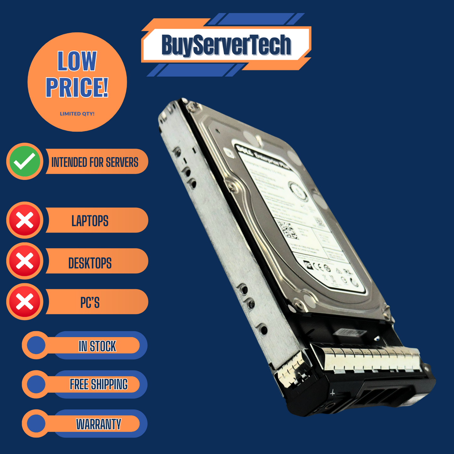 Dell 08D1V4 ST6000NM0034 6TB 7.2K 12Gbps 3.5" SAS HDD | 0 Hours | 8D1V4 - 1YR Wa