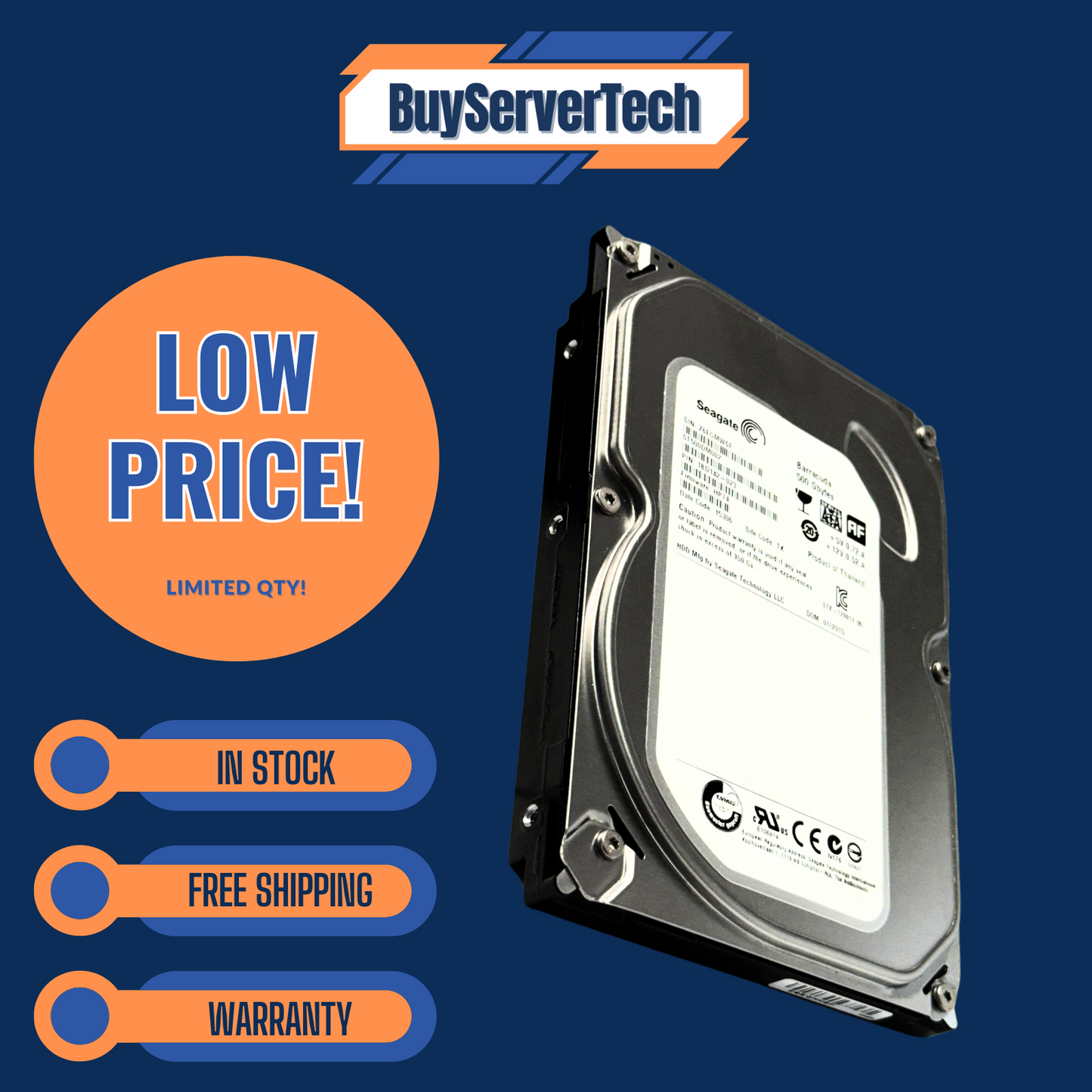 Seagate ST500DM002 500GB 7200RPM SATA 3.5" HDD | 0Hrs | Desktop PC DVR | 1YR