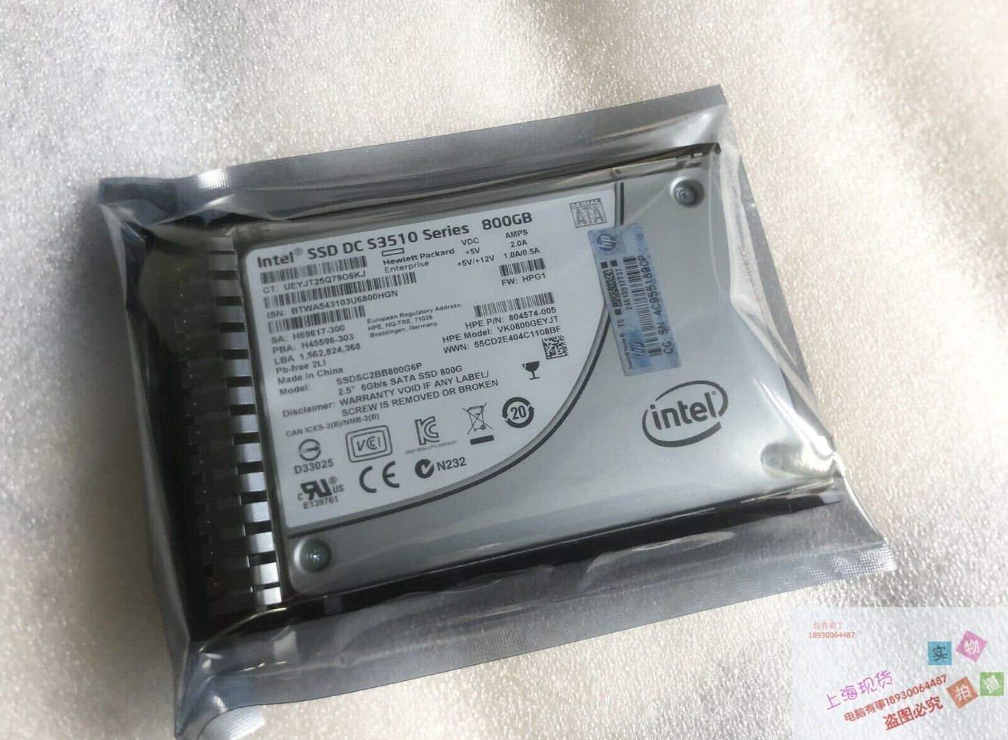 804599-B21 HP 800GB SATA 6G READ INTENSIVE 2.5 SC SSD 805365-001 SSDSC2BB800G6