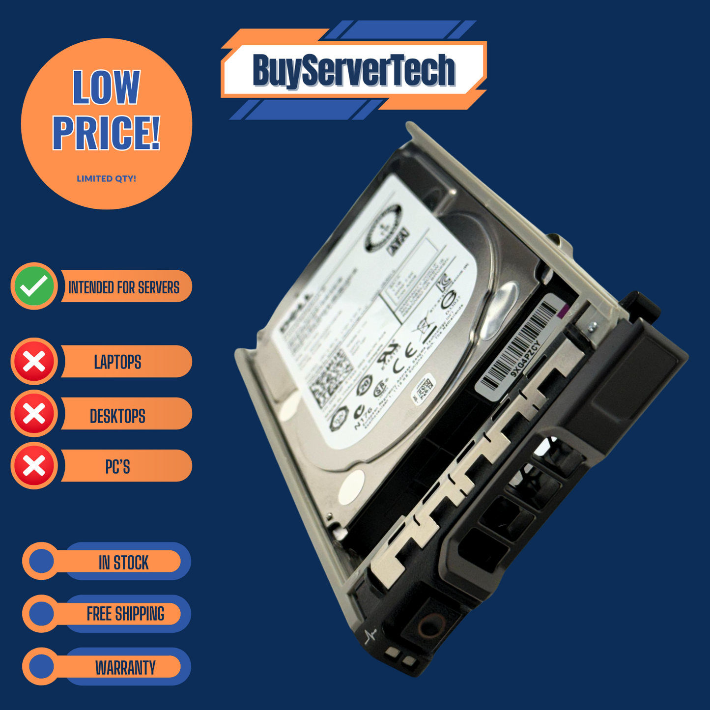 Dell 0WF12F 1TB 7200RPM SATA 2.5" 6Gb/s HDD R610 R620 R630 R710 R720 R730