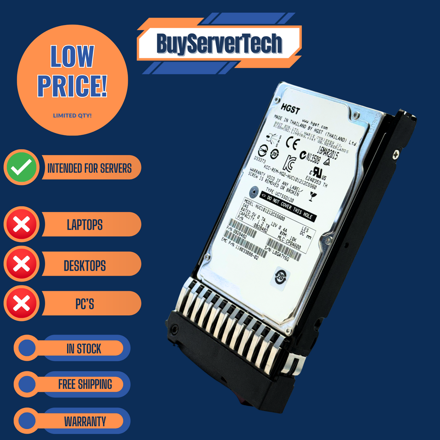 718160-B21 1.2TB 10K SAS 2.5" HDD | Dual Port | 6Gbps | G6 G7 | 718291-001