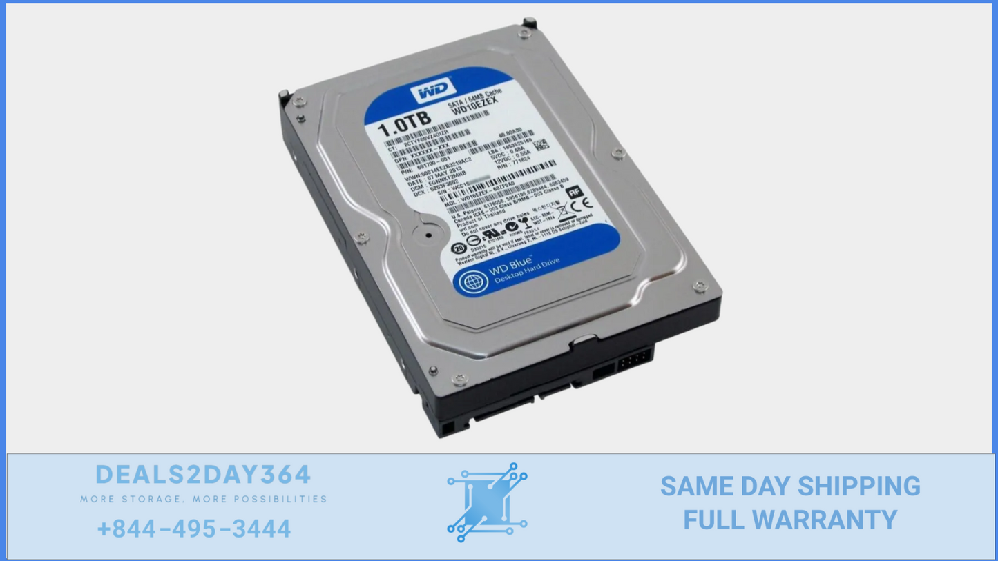 0-HOURS Western Digital WD10EZEX 1TB 7.2K RPM 6Gb/s 3.5" SATA HDD Hard Drive