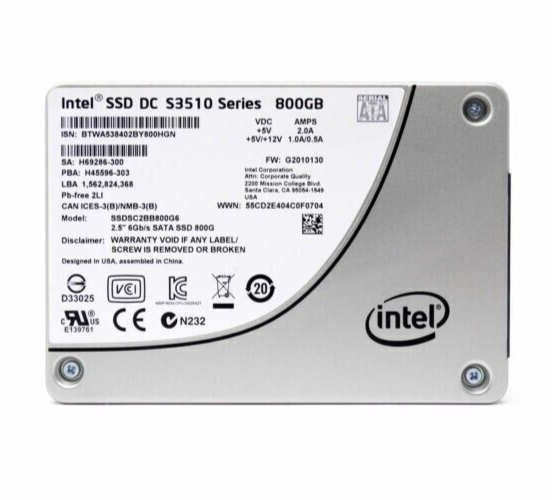 SSDSC2BB800G6P HPE 800GB 6G 2.5" 6Gb/s 7mm SATA S3510 SSD