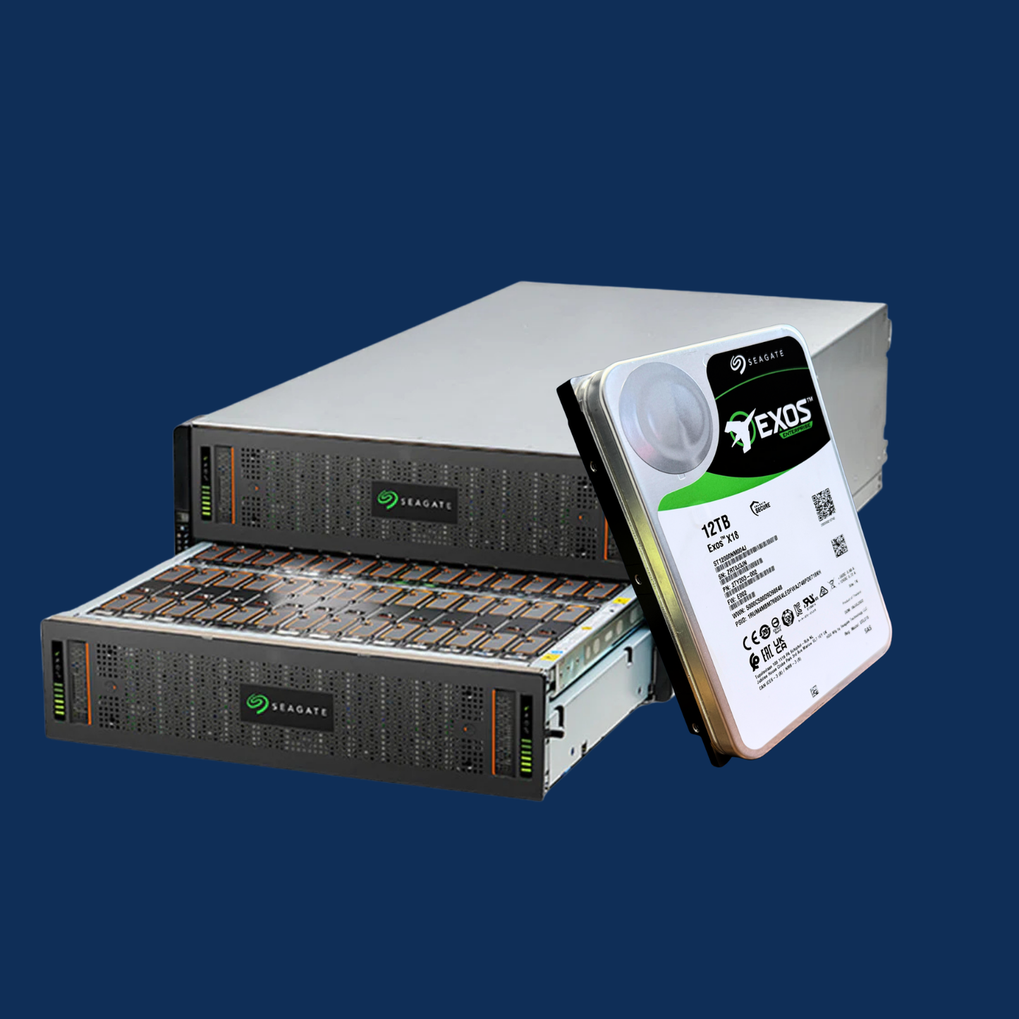 Seagate Exos E 5U84 84-Bay 12Gb/s JBOD Enclosure with 84 × 12TB SAS Drives (0 Hours)