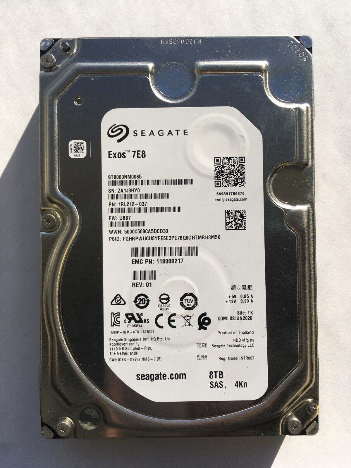 SEAGATE ENTERPRISE ST8000NM0065 8TB 7200RPM 3.5IN 4KN SAS-12GBPS HDD FOR SERVERS