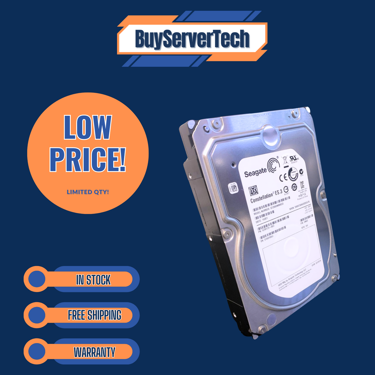 2TB Seagate Constellation ES.3 HDD 3.5" SATA 6Gb/s 7.2K RPM ST2000NM0033