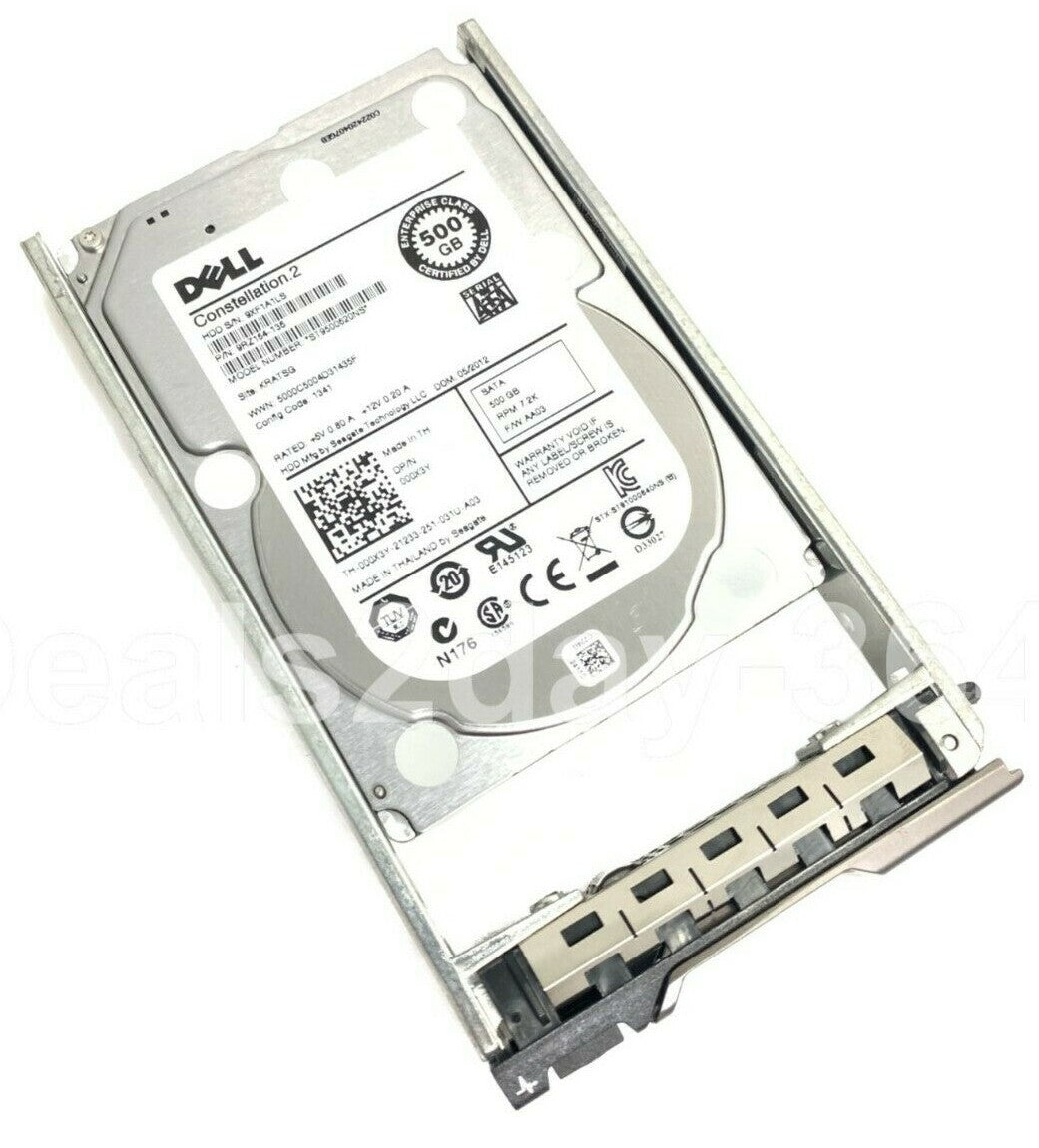 00X3Y DELL 000X3Y 500GB 7.2K SATA 2.5 6Gb/s HDD ST9500620NS Server ONLY W/CADDY