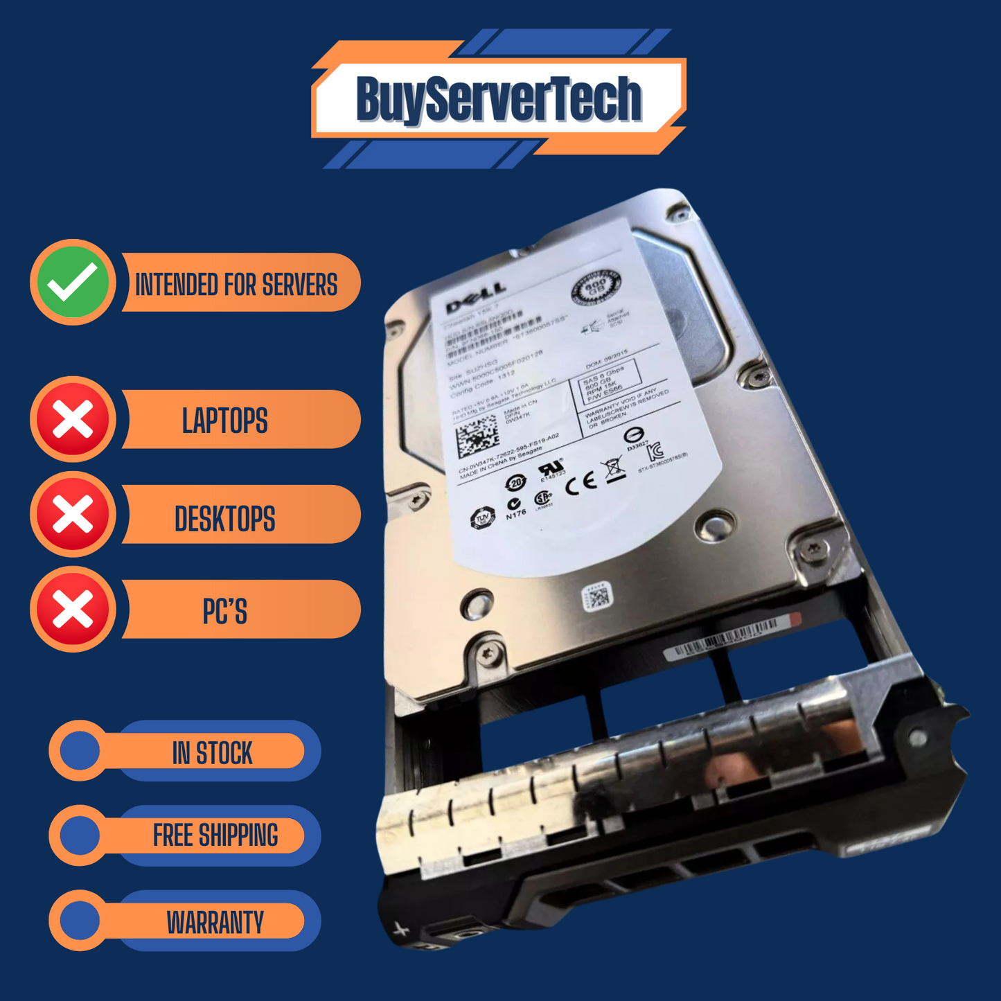 Dell W347K ST3600057SS 600GB 15K RPM 6Gb/s 3.5" SAS 0W347K HDD | (NEW 0 HOURS)