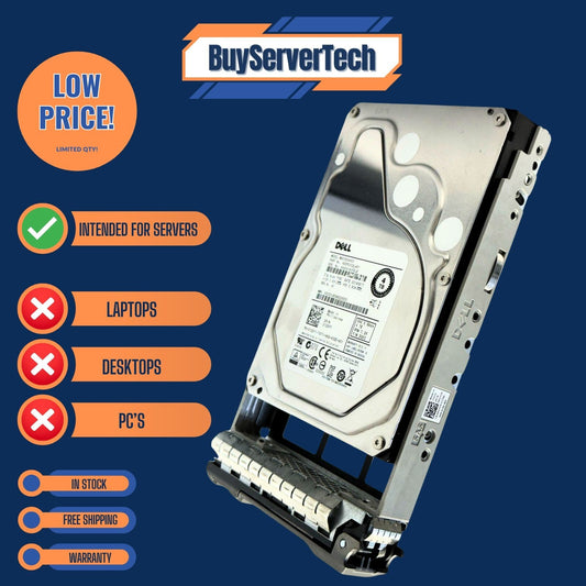 Dell 4TB 7.2K 6G 3.5" SAS HDD 12GYY 012GYY MG03SCA40 w/ Caddy - Enterprise Dri