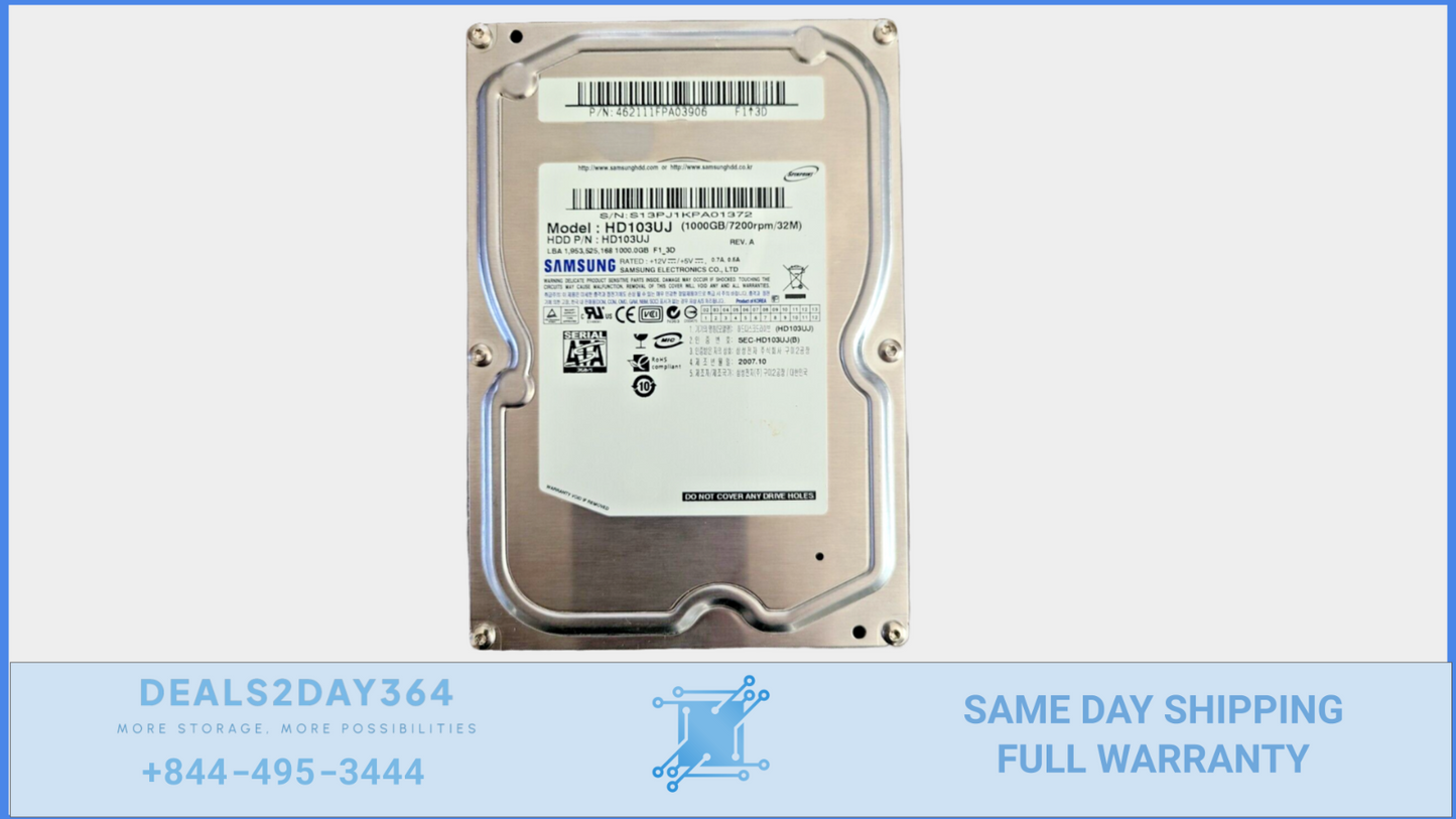 Samsung HD103UJ 1000GB/7200rpm/32M 3.5√¢‚Ç¨¬ù SATA Internal Hard Drive