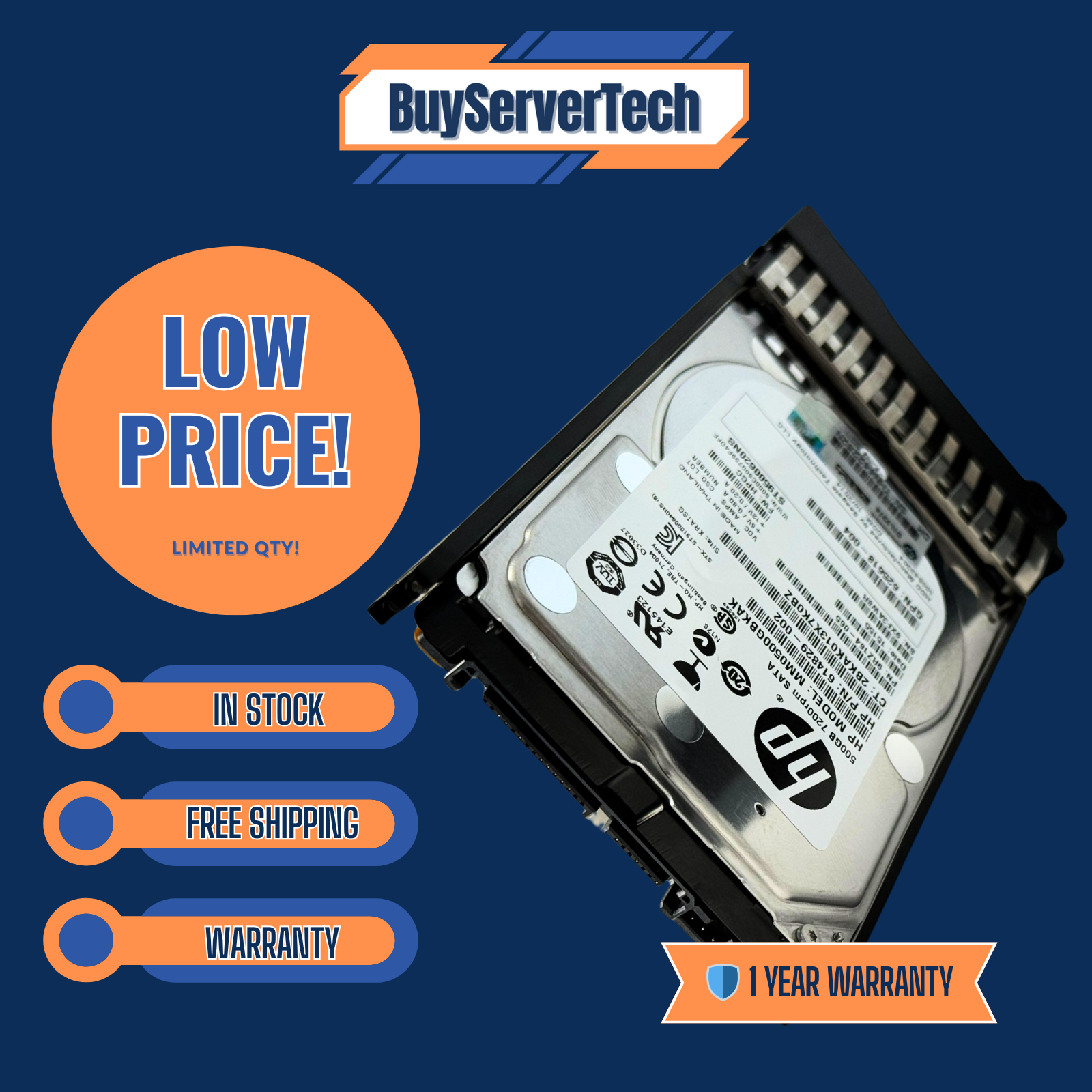 HP 507750-B21 500GB 7.2K SATA 2.5" SFF HDD 508035-001 MM0500GBKAK | NEW | 1YR