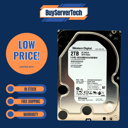 WD Ultrastar DC HA210 2TB 7200RPM SATA 6Gb/s 3.5" HDD HUS722T2TALA604 Hard Drive