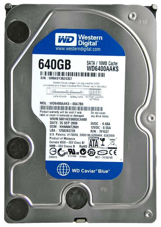 WD6400AAKS Western Digital CAVIAR BLUE 640GB 7200RPM 3Gb/s 3.5" SATA Hard Driv