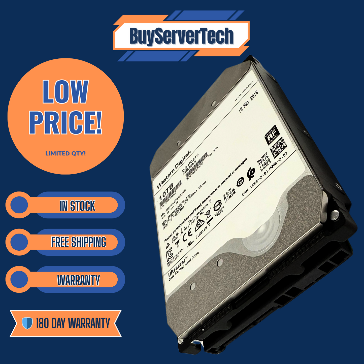 HGST HUH721010ALE600 10TB 7200r SATA 6Gb/s 3.5"  256MB 512e | 0F27452