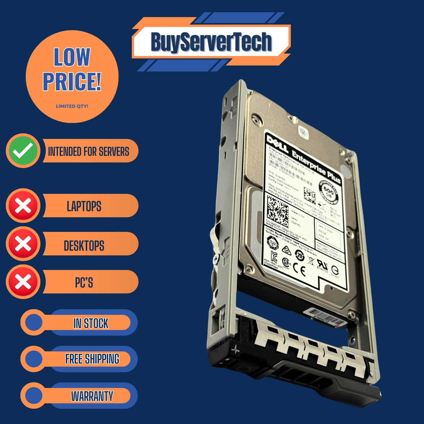 Dell G6C6C ST600MP0005 600GB 15K 2.5" SAS 12Gbps HDD 0G6C6C | 0 Hours | 1YR
