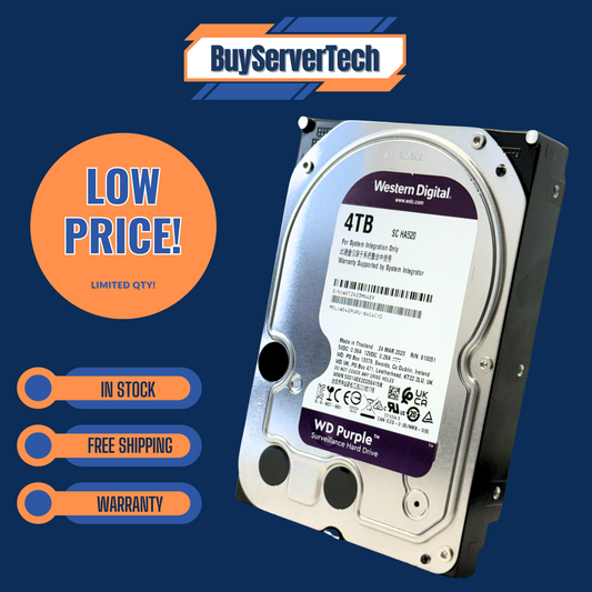 WD Purple WD42PURU 4TB 5400RPM 3.5" SATA HDD 256MB Cache AI DVR NVR 0HRS