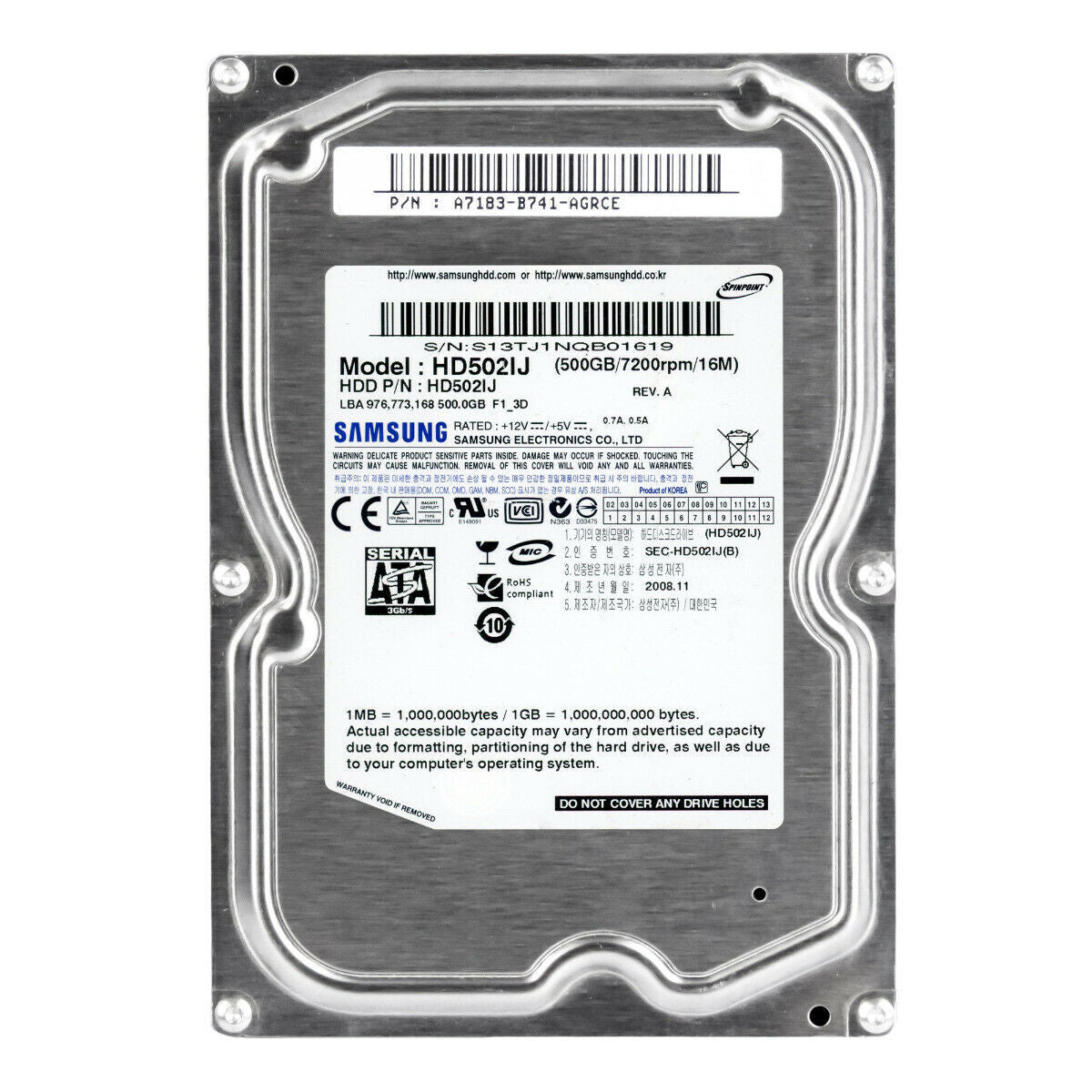 Samsung Spinpoint F1 500GB 7.2K 16MB SATA II 3.5'' HD502IJ