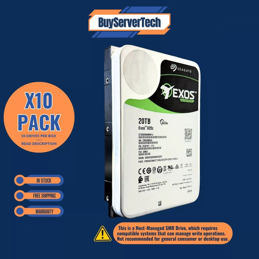 Lot of 10 Seagate Exos X20z 20TB ST20000NM001J 7.2k 3.5" SATA 6Gb/s SMR Ent HD