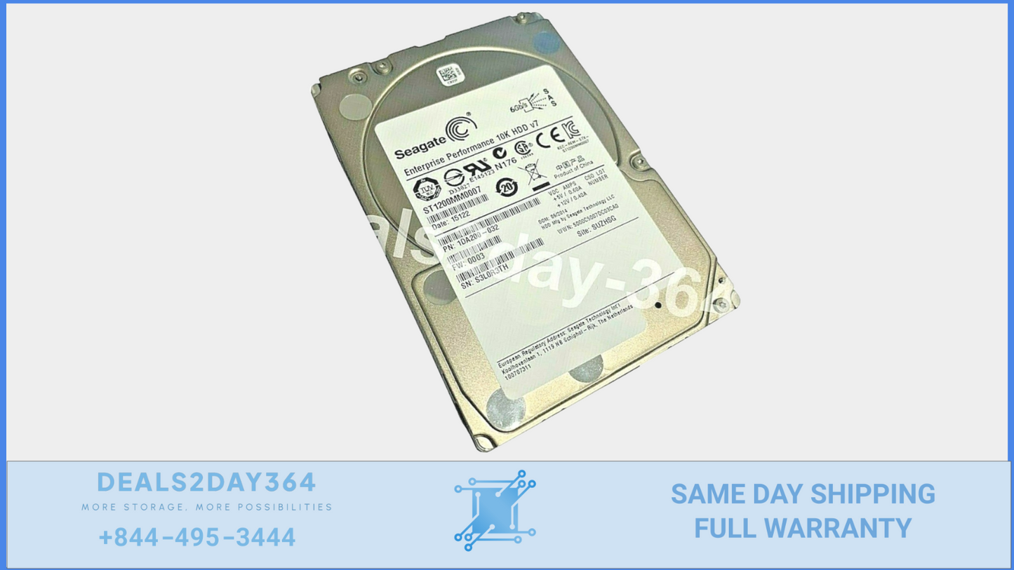 ST1200MM0007 Seagate 1DA200 1.2TB 10KRPM 6Gb/s 2.5" SAS HDD Hard Drive - (0 HR