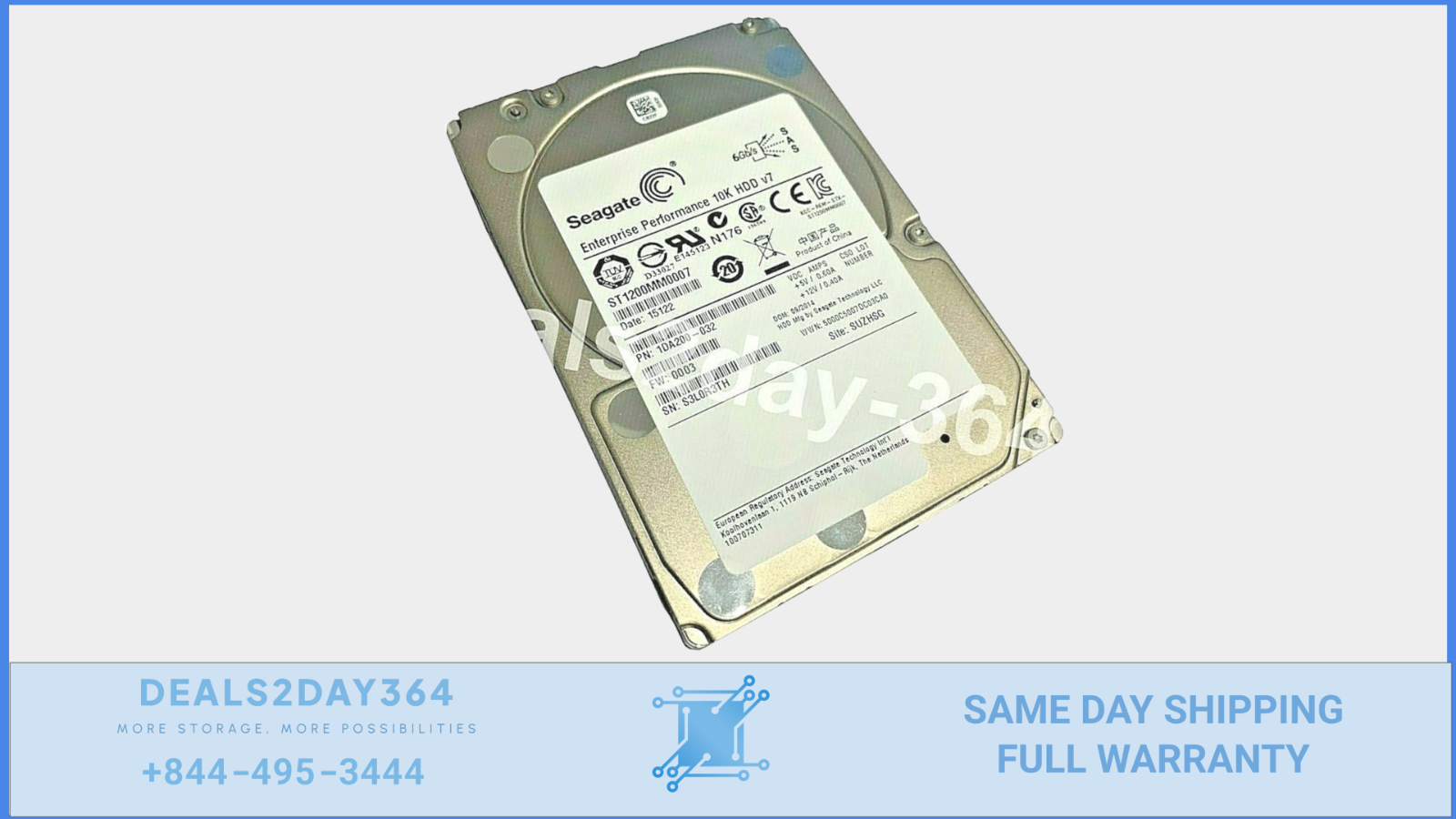 ST1200MM0007 Seagate 1DA200 1.2TB 10KRPM 6Gb/s 2.5" SAS HDD Hard Drive - (0 HR