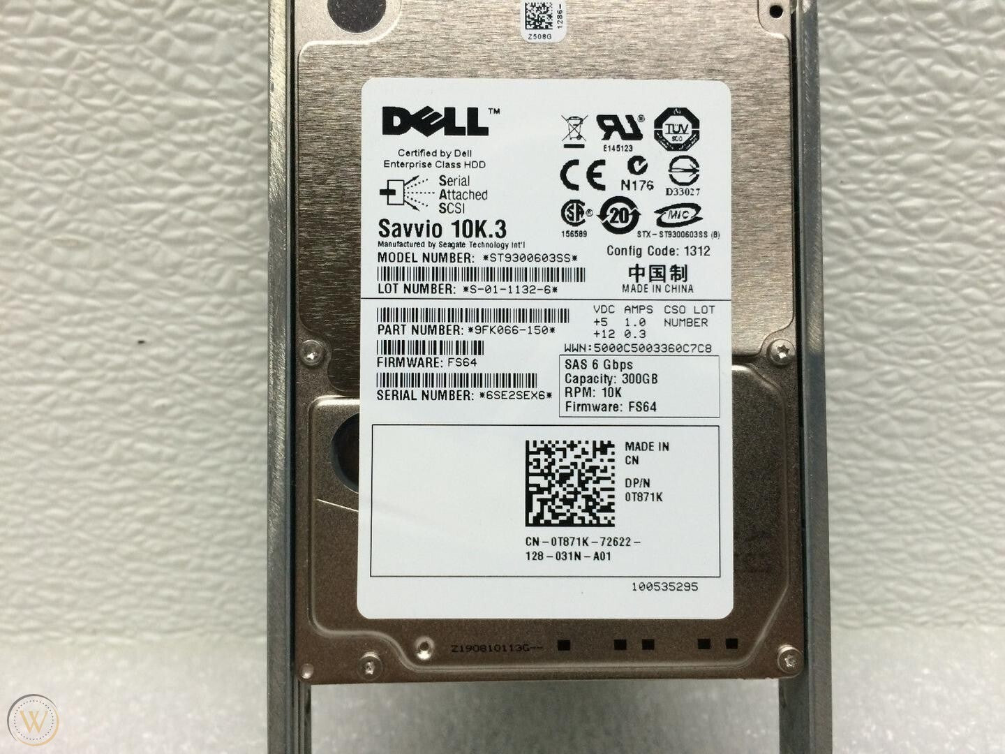 Dell  T871K 0T871K 300GB 10K 2.5in SFF SAS Drive  W/ Caddy Tray not for laptop