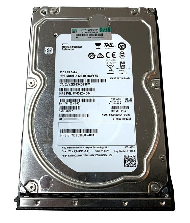 861683-B21 HPE 4TB SATA 6G 7.2K LFF LP DS HDD