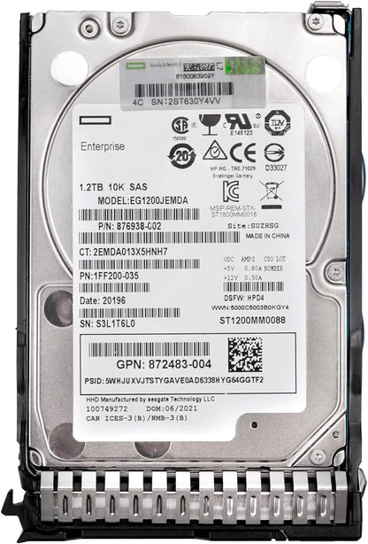 872479-B21 For HPE 1.2TB SAS 12G 10K 2.5 HDD SFF SC DS ENT 872737-001 872285-002
