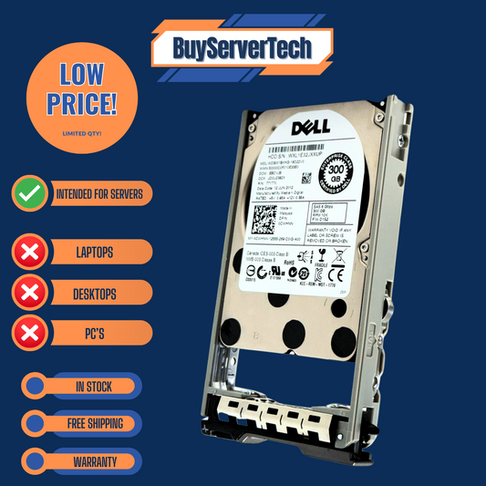 Dell CWHNN 300GB 10K 2.5" SAS 6Gb/s HDD 0CWHNN w/Tray | Server Use Only | 1 Yr