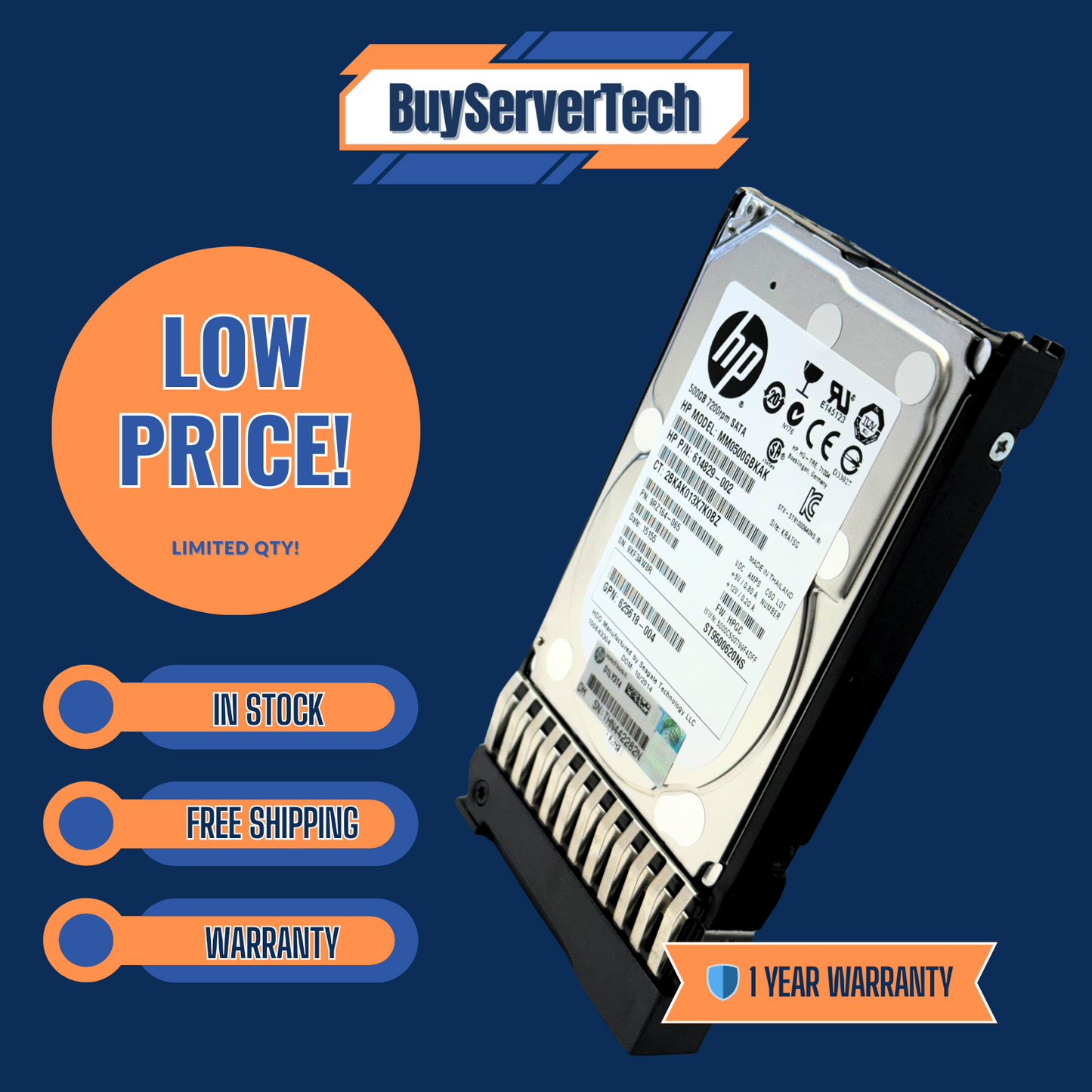 HP 507750-B21 500GB 7.2K SATA 2.5" SFF HDD 508035-001 MM0500GBKAK | NEW | 1YR