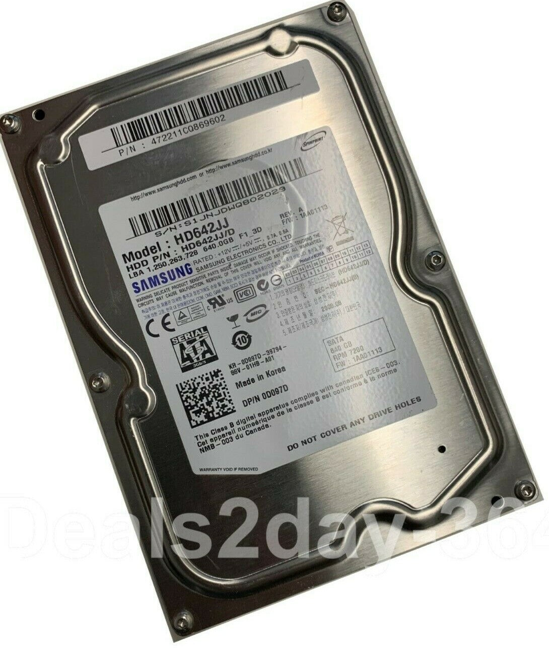 SAMSUNG SPINPOINT F1 HD642JJ 640GB 7200RPM SATA 300 3.5" Hard Drive